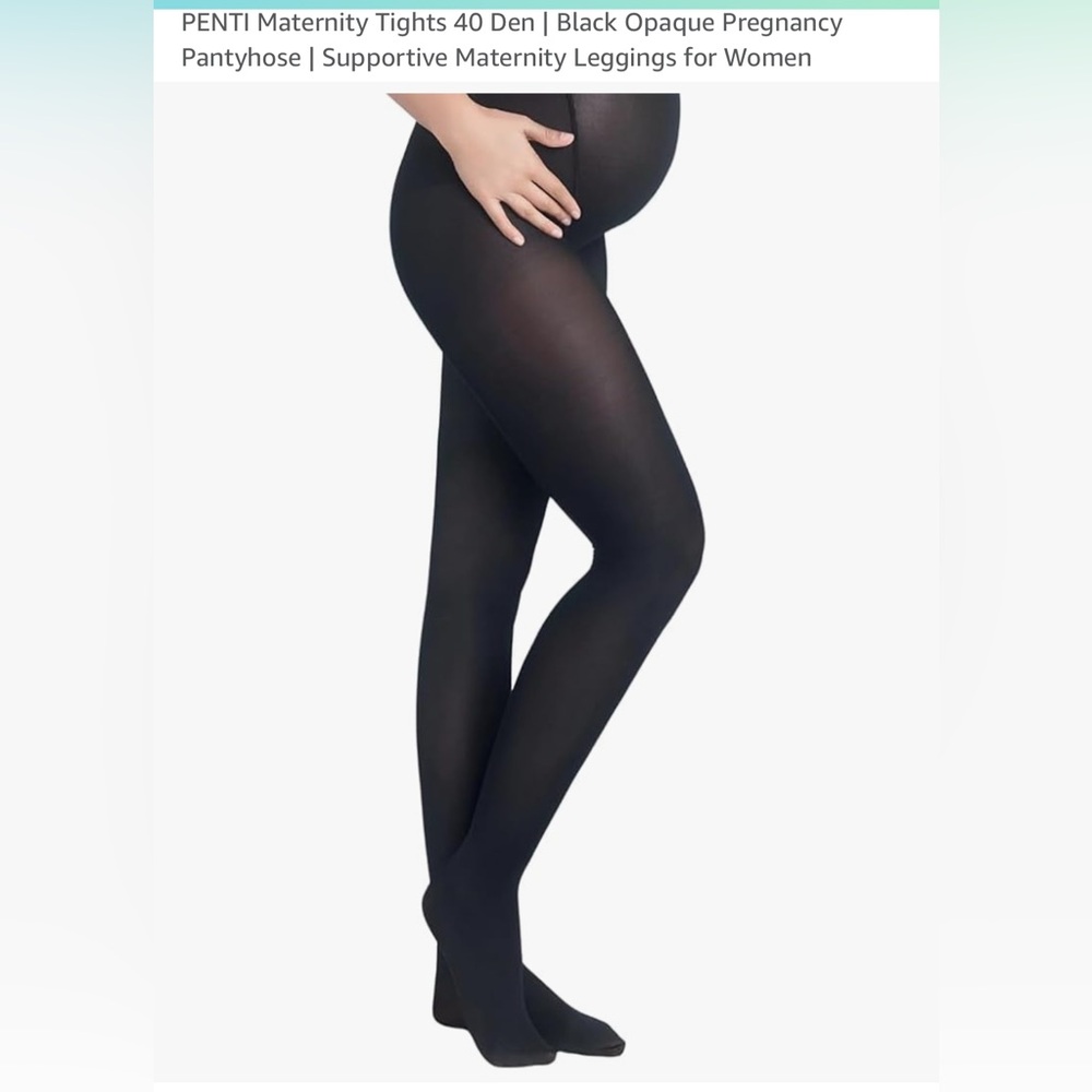 NWT PENTI • cotton •maternity tights• black opaque •size XL 4.